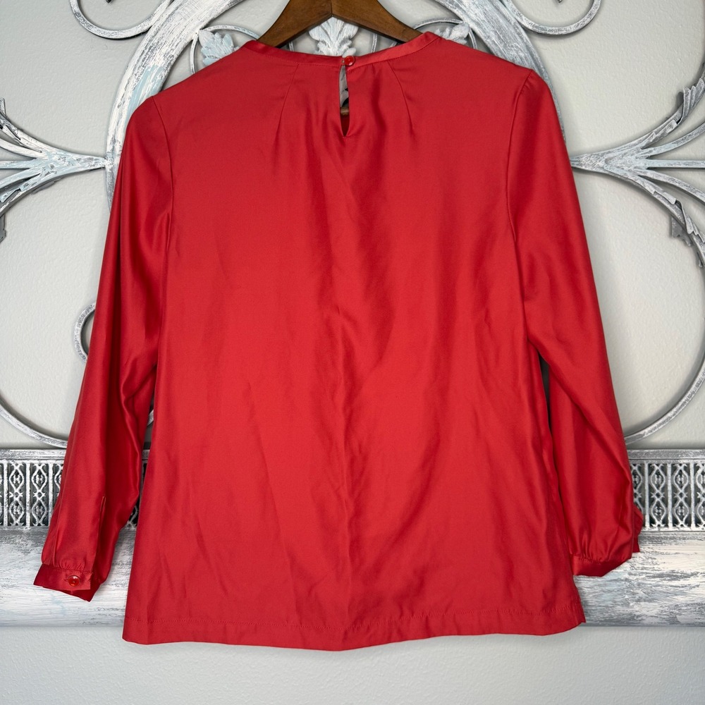 Pendleton‎ Womens Red/Orange Long Sleeve Round Neck Blouse Top Petite 4 EUC - Picture 4 of 8